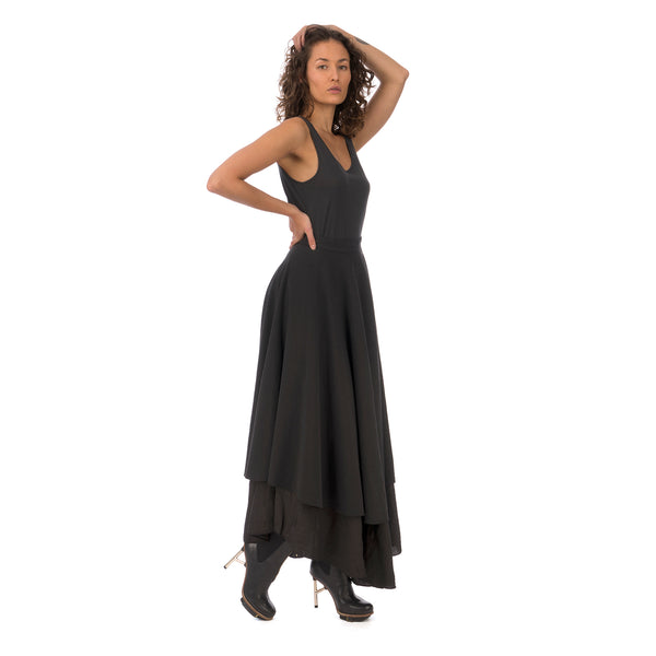 Andrea Ya'aqov | W Two Layer Skirt Linen Black - Concrete