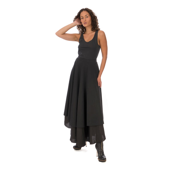 Andrea Ya'aqov | W Two Layer Skirt Linen Black - Concrete