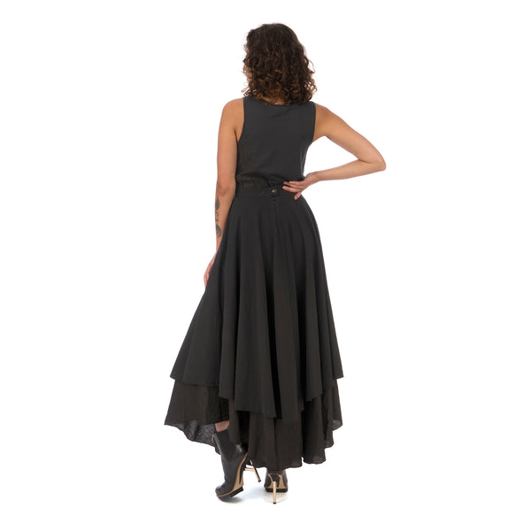 Andrea Ya'aqov | W Two Layer Skirt Linen Black - Concrete