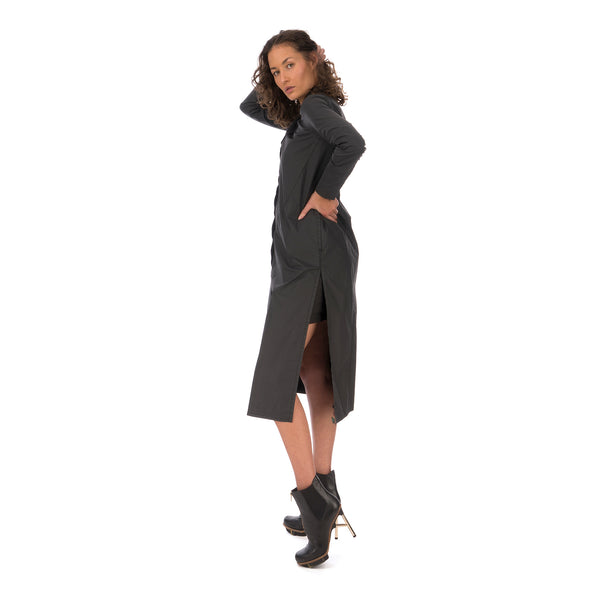 Andrea Ya'aqov | W Waxed Long Shirt Black - Concrete