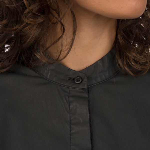 Andrea Ya'aqov | W Waxed Long Shirt Black - Concrete