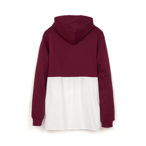 Andrea Crews 'Hilary' Shirt Bottom Hoodie Burgundy - Concrete