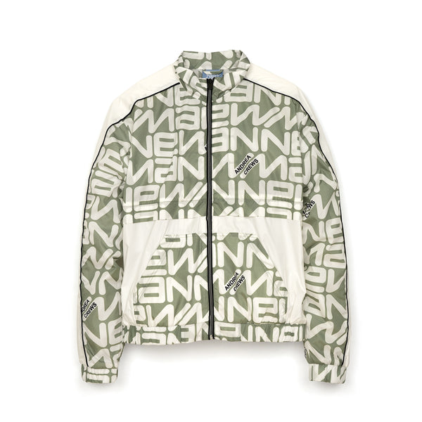 Andrea Crews 'Leo' Allover New Man Print Tracksuit Grey - Concrete