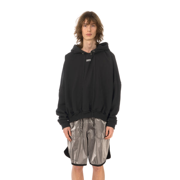 asparagus_ | Zipped Neck Hoodie Jacket Black - Concrete