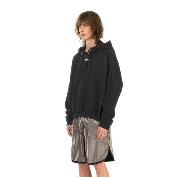 asparagus_ | Zipped Neck Hoodie Jacket Black - Concrete