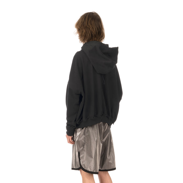 asparagus_ | Zipped Neck Hoodie Jacket Black - Concrete