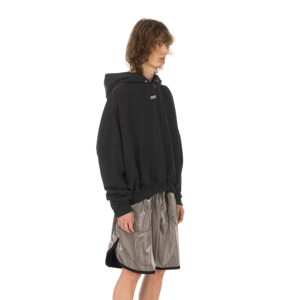 asparagus_ | Zipped Neck Hoodie Jacket Black - Concrete