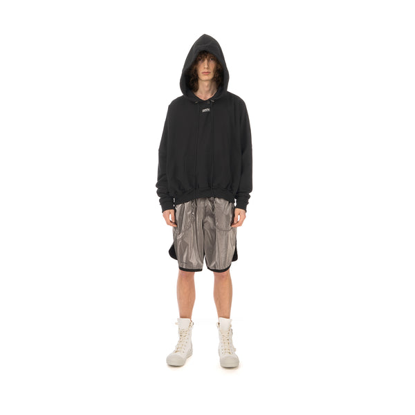asparagus_ | Zipped Neck Hoodie Jacket Black - Concrete
