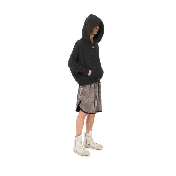 asparagus_ | Zipped Neck Hoodie Jacket Black - Concrete