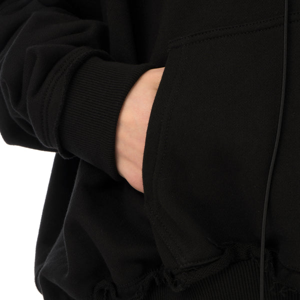 asparagus_ | Zipped Neck Hoodie Jacket Black - Concrete