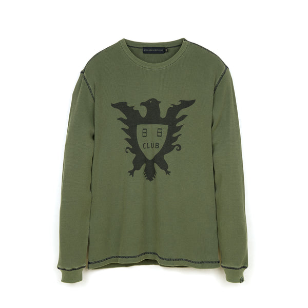 Billionaire Boys Club | Overdyed L/S Waffle T-Shirt Olive - Concrete