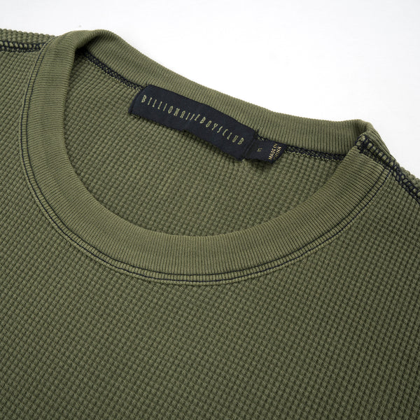 Billionaire Boys Club | Overdyed L/S Waffle T-Shirt Olive - Concrete