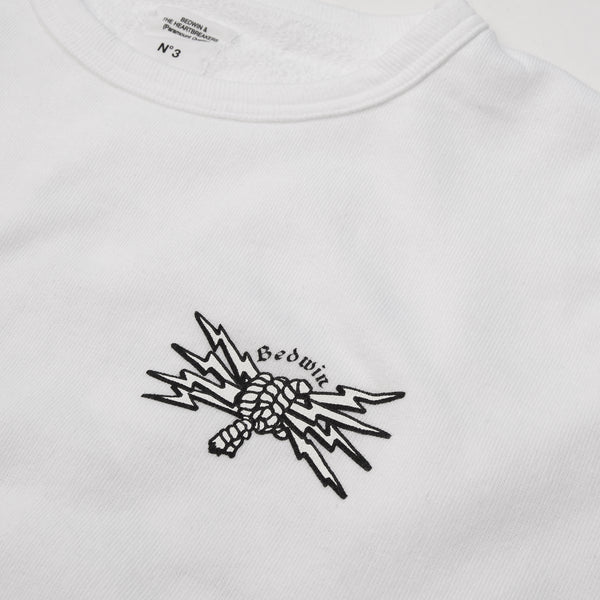 Bedwin & The Heartbreakers | 'Bradbury' 7/S Crew Neck Sweat White - Concrete