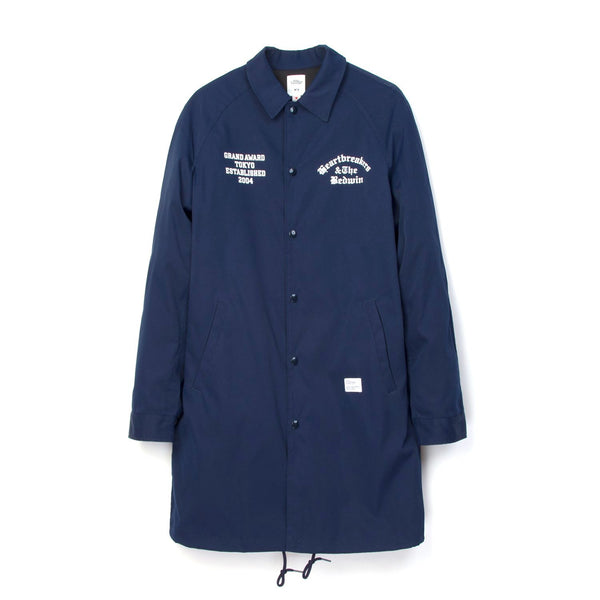 Bedwin & The Heartbreakers | 'Jill' Long Nylon Coaches Jacket Blue - Concrete