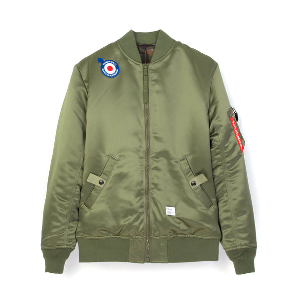 Bedwin & The Heartbreakers | 'Duffy' MA-1 Reversible Jacket Olive - Concrete