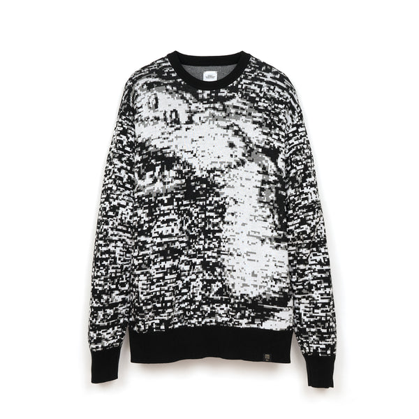 Bedwin & The Heartbreakers | 'Wright' C-Neck Jacquard Knit Sweater White/Black - Concrete