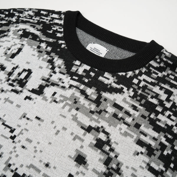 Bedwin & The Heartbreakers | 'Wright' C-Neck Jacquard Knit Sweater White/Black - Concrete