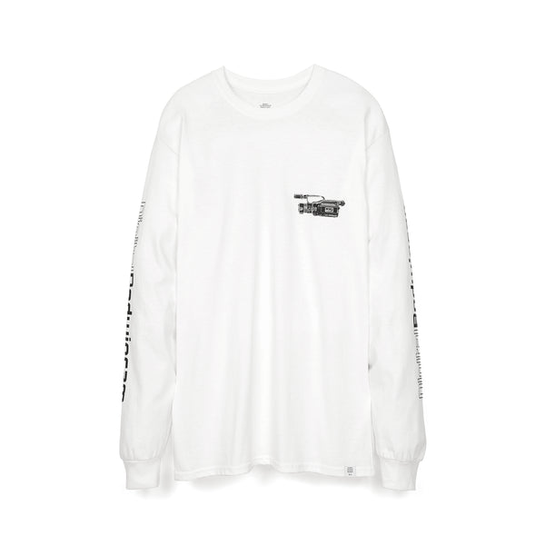 Bedwin & The Heartbreakers | 'Keith' L/S Print T-Shirt White/Black - Concrete