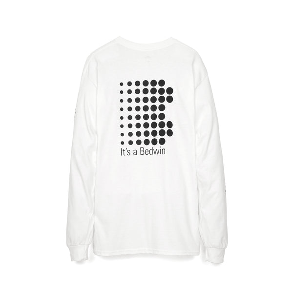 Bedwin & The Heartbreakers | 'Keith' L/S Print T-Shirt White/Black - Concrete