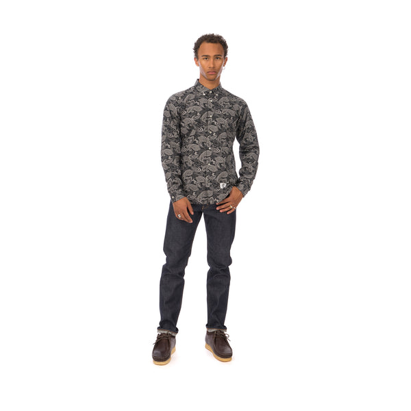 Bedwin & The Heartbreakers | 'Bob' Long Sleeve OG Bandana Work Shirt Black - Concrete