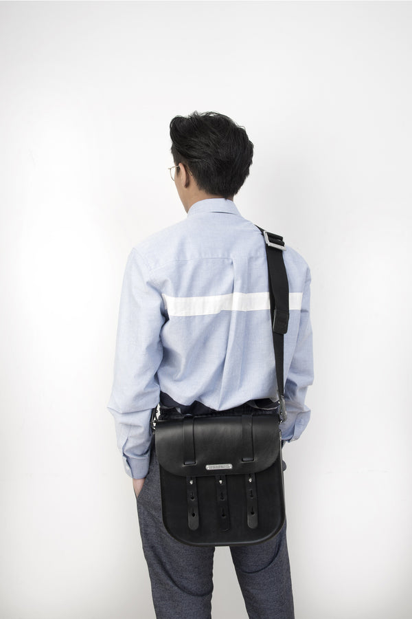 Brooks England B3 Leather Bag Black (large) - Concrete