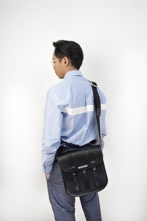 Brooks England B3 Leather Bag Black (large) - Concrete