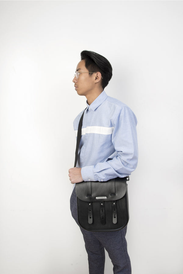 Brooks England B3 Leather Bag Black (large) - Concrete