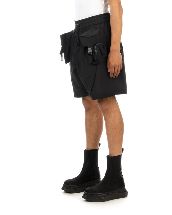 asparagus_ | Buckle Cube Pocket Inside-Out Shorts Black - Concrete
