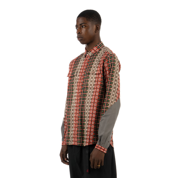 White Mountaineering | Random Check Printed Shirt Red / Grey - Concrete