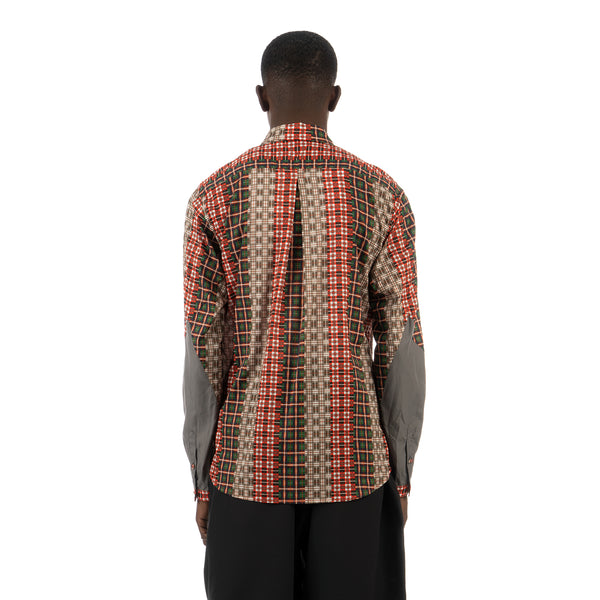 White Mountaineering | Random Check Printed Shirt Red / Grey - Concrete