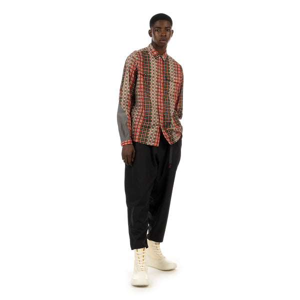 White Mountaineering | Random Check Printed Shirt Red / Grey - Concrete