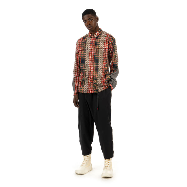 White Mountaineering | Random Check Printed Shirt Red / Grey - Concrete