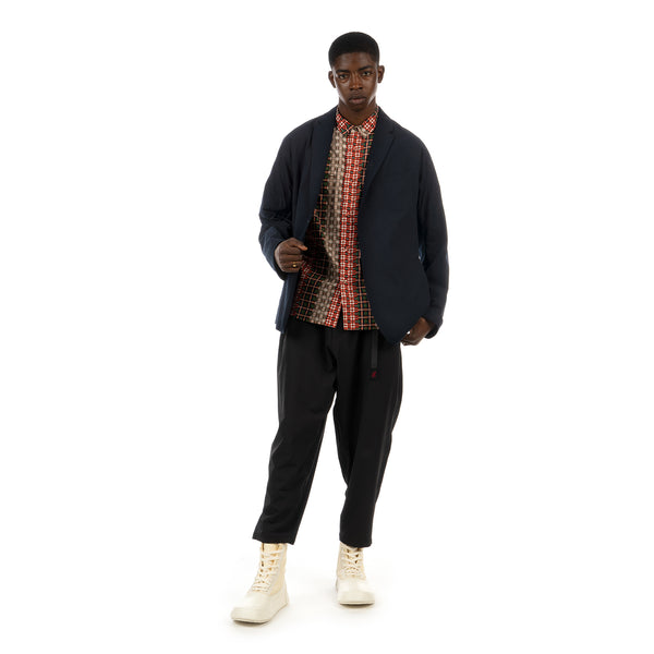 White Mountaineering | Seersucker Lapel Jacket Navy - Concrete