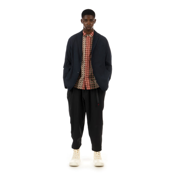 White Mountaineering | Seersucker Lapel Jacket Navy - Concrete