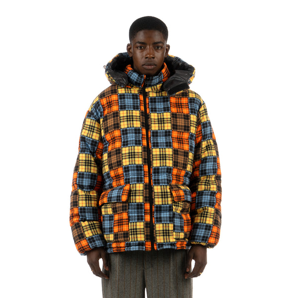 LC23 | Flannel Check Down Jacket Multi - Concrete