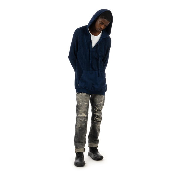 NEIGHBORHOOD | Indigo Waffle / C-Hooded LS. Indigo - Concrete