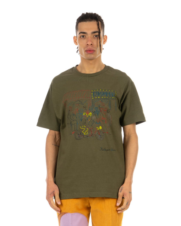 KidSuper | KS Tandem Bike T-Shirt Olive - Concrete