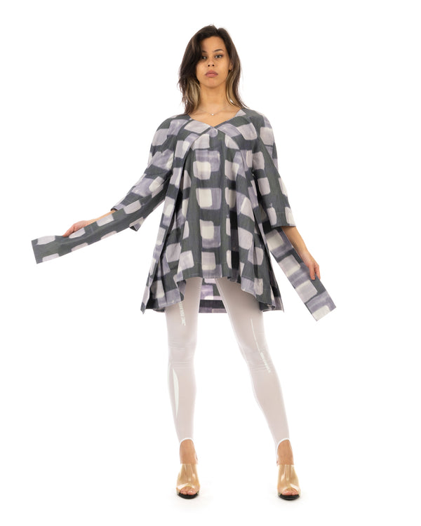 Henrik Vibskov | Flux Blouse Dark Cubes - Concrete