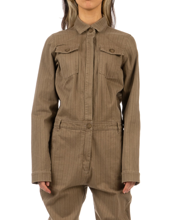 YOOST | W Boilersuit Striped Brown - Concrete