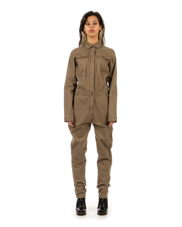 YOOST | W Boilersuit Striped Brown - Concrete