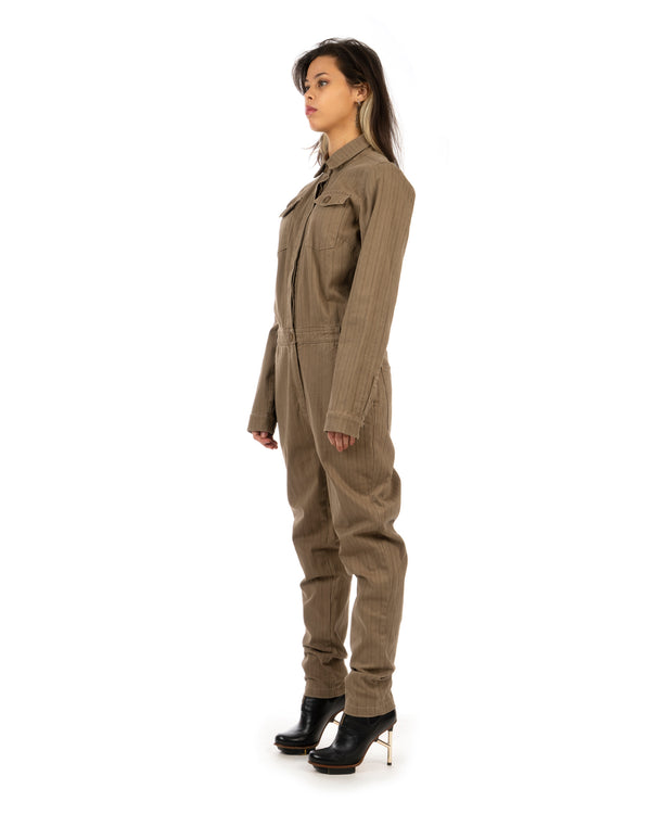 YOOST | W Boilersuit Striped Brown - Concrete