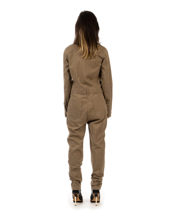 YOOST | W Boilersuit Striped Brown - Concrete