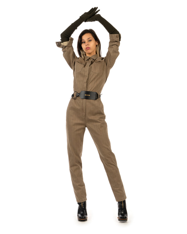 YOOST | W Boilersuit Striped Brown - Concrete