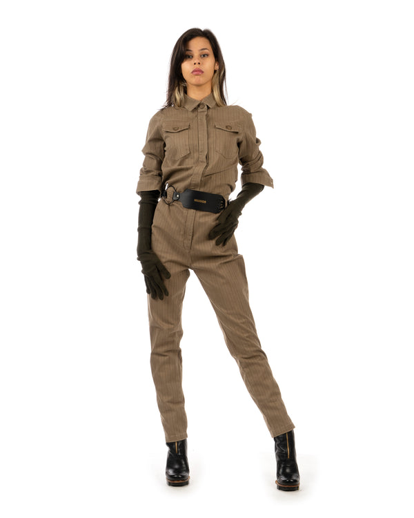 YOOST | W Boilersuit Striped Brown - Concrete