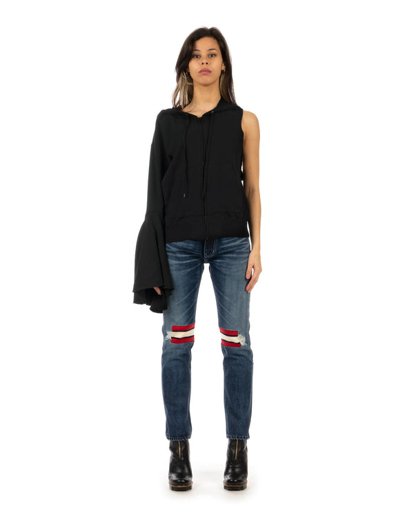FACETASM | W Knitted Sweater One Sleeve Hoodie Black - Concrete
