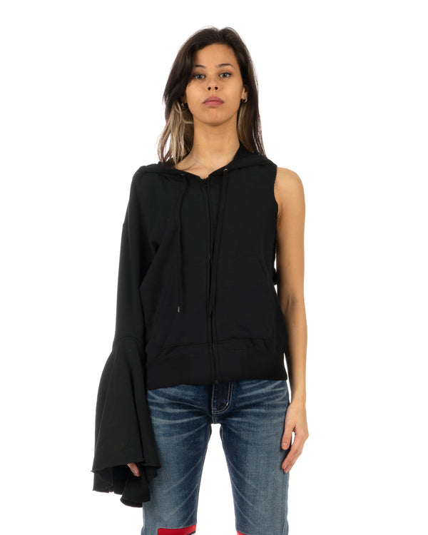 FACETASM | W Knitted Sweater One Sleeve Hoodie Black - Concrete