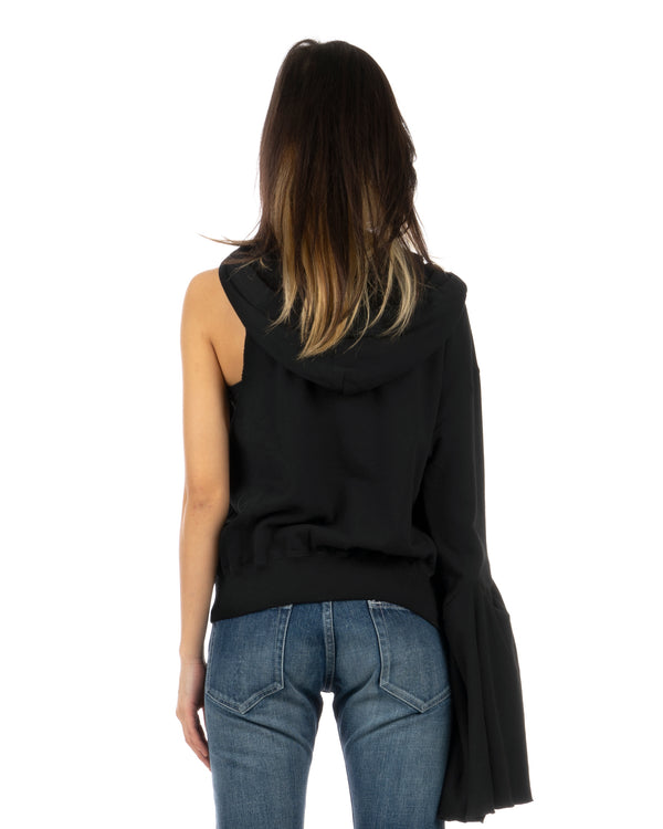 FACETASM | W Knitted Sweater One Sleeve Hoodie Black - Concrete