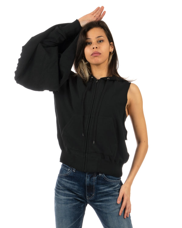 FACETASM | W Knitted Sweater One Sleeve Hoodie Black - Concrete