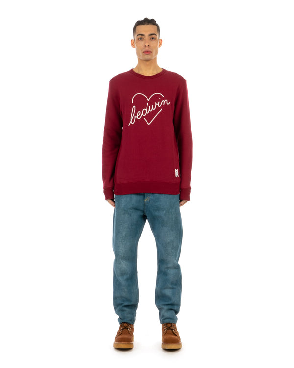 Bedwin & The Heartbreakers | 'Lou' L/S C-Neck Sweat Burgundy - Concrete