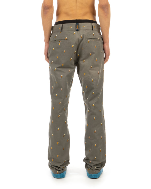 Ice Cream | Waffle Cone Embroidery Chinos Grey - Concrete